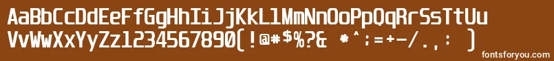 UnispaceBold-Schriftart – Weiße Schriften auf braunem Hintergrund