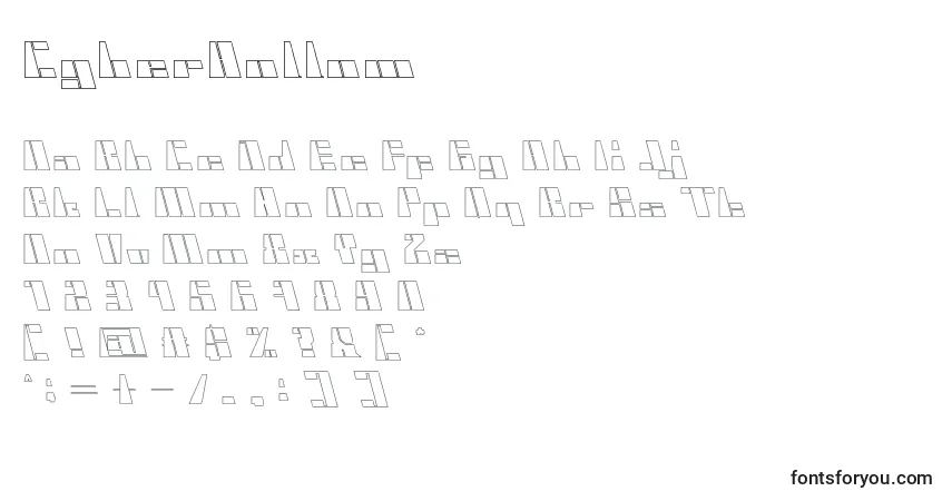 Schriftart CyberHollow – Alphabet, Zahlen, spezielle Symbole