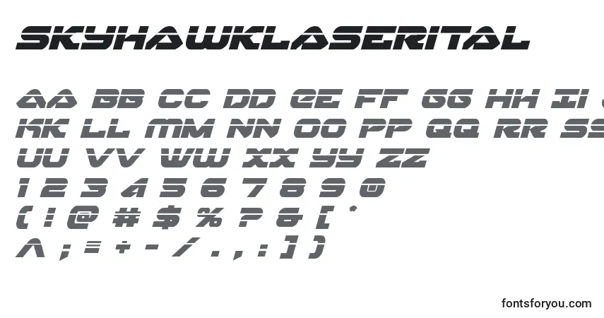 Skyhawklaserital-fontti – aakkoset, numerot, erikoismerkit