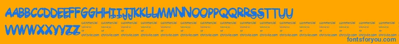 Drtoboggan Font – Blue Fonts on Orange Background