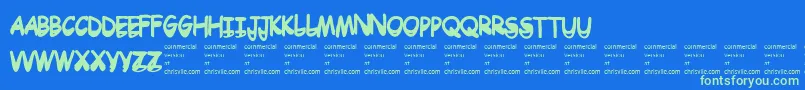 Drtoboggan Font – Green Fonts on Blue Background