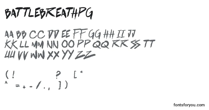 Czcionka BattlebreathPg – alfabet, cyfry, specjalne znaki
