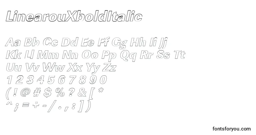 Fuente LinearouXboldItalic - alfabeto, números, caracteres especiales