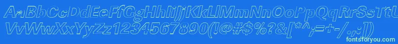 LinearouXboldItalic Font – Green Fonts on Blue Background