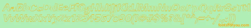 LinearouXboldItalic-fontti – oranssit fontit vihreällä taustalla