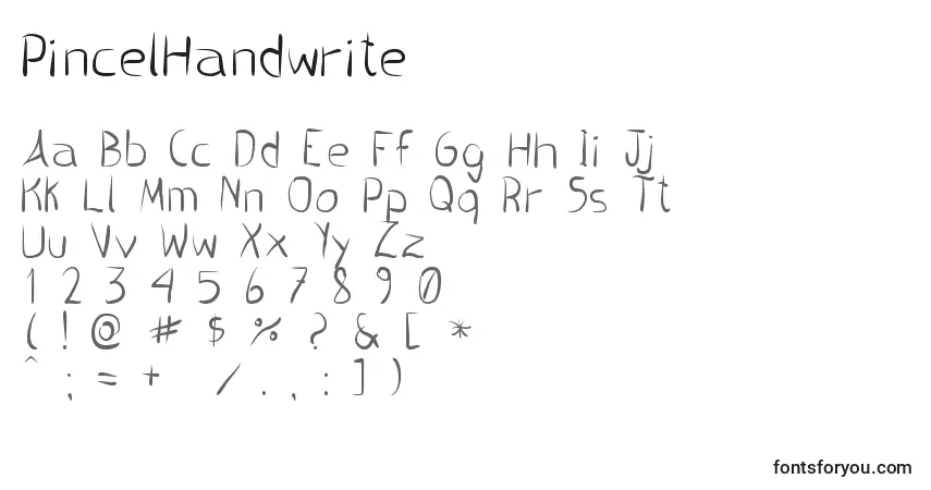 PincelHandwrite Font – alphabet, numbers, special characters