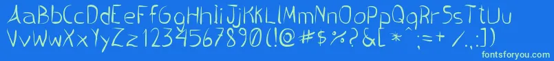PincelHandwrite Font – Green Fonts on Blue Background