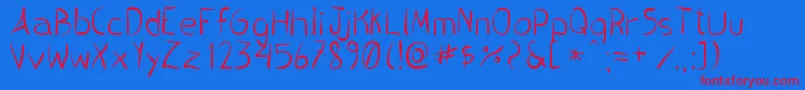 PincelHandwrite Font – Red Fonts on Blue Background