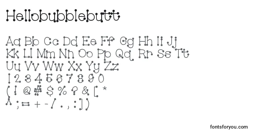 Hellobubblebutt Font – alphabet, numbers, special characters