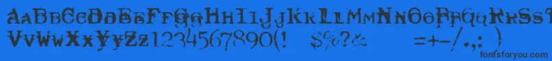 TypewriterRoyal200Trashed Font – Black Fonts on Blue Background