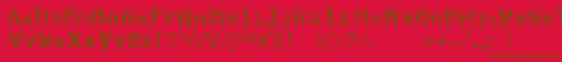 TypewriterRoyal200Trashed Font – Brown Fonts on Red Background