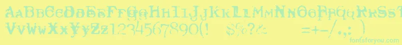 TypewriterRoyal200Trashed Font – Green Fonts on Yellow Background