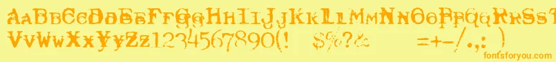 TypewriterRoyal200Trashed Font – Orange Fonts on Yellow Background