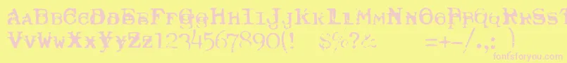 TypewriterRoyal200Trashed Font – Pink Fonts on Yellow Background