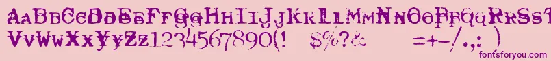TypewriterRoyal200Trashed Font – Purple Fonts on Pink Background