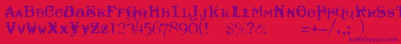 TypewriterRoyal200Trashed Font – Purple Fonts on Red Background