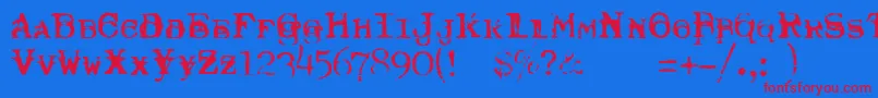 TypewriterRoyal200Trashed Font – Red Fonts on Blue Background