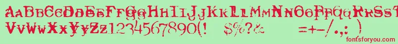 TypewriterRoyal200Trashed Font – Red Fonts on Green Background
