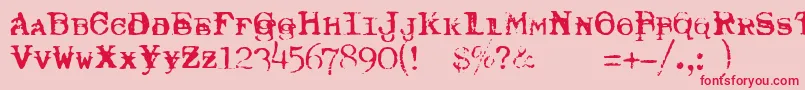 TypewriterRoyal200Trashed Font – Red Fonts on Pink Background