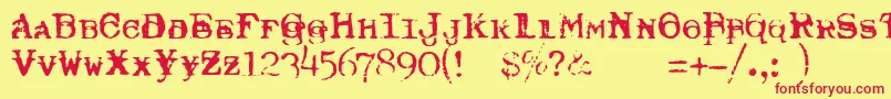 TypewriterRoyal200Trashed Font – Red Fonts on Yellow Background