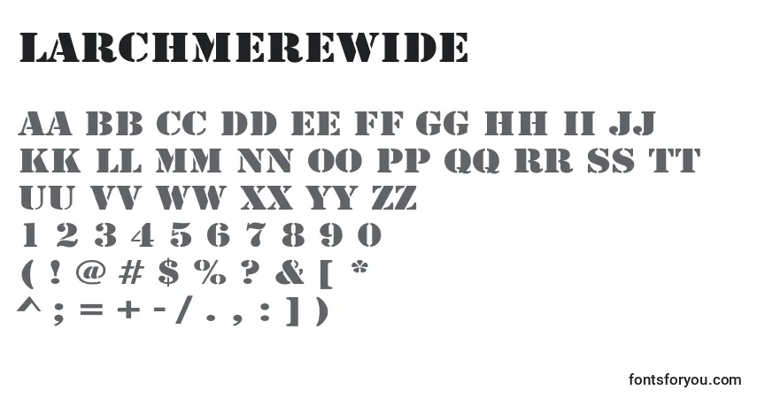 A fonte LarchmereWide – alfabeto, números, caracteres especiais