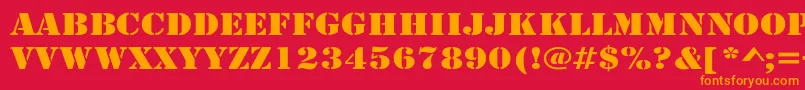 フォントLarchmereWide – 赤い背景にオレンジの文字