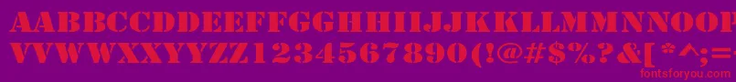 LarchmereWide-Schriftart – Rote Schriften auf violettem Hintergrund