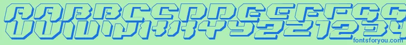 Шрифт Bionickidslanted3D – синие шрифты на зелёном фоне