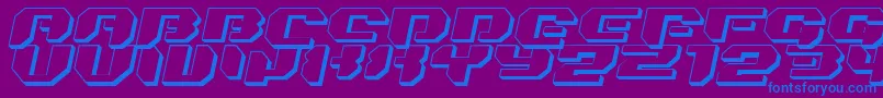 フォントBionickidslanted3D – 紫色の背景に青い文字