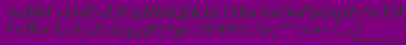 フォントBauerBodoniBoldItalicOldstyleFigures – 紫の背景に黒い文字