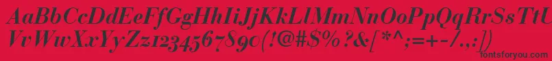 BauerBodoniBoldItalicOldstyleFigures Font – Black Fonts on Red Background
