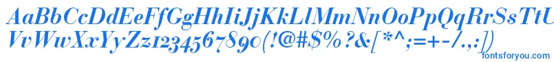 BauerBodoniBoldItalicOldstyleFigures Font – Blue Fonts on White Background