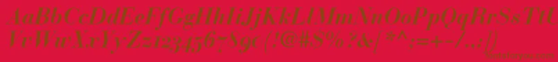 BauerBodoniBoldItalicOldstyleFigures Font – Brown Fonts on Red Background