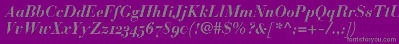 BauerBodoniBoldItalicOldstyleFigures Font – Gray Fonts on Purple Background