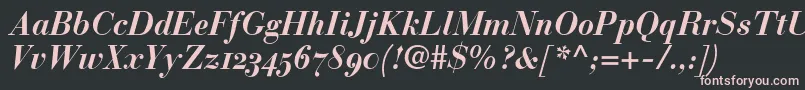 BauerBodoniBoldItalicOldstyleFigures Font – Pink Fonts on Black Background