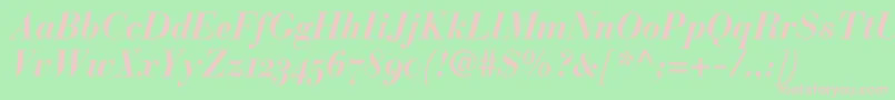 BauerBodoniBoldItalicOldstyleFigures-fontti – vaaleanpunaiset fontit vihreällä taustalla
