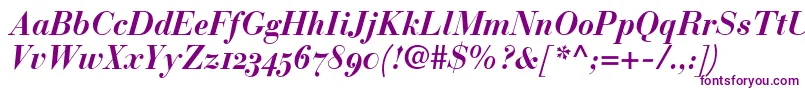 BauerBodoniBoldItalicOldstyleFigures-fontti – violetit fontit valkoisella taustalla