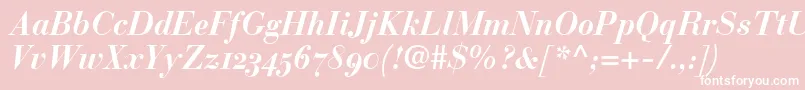 BauerBodoniBoldItalicOldstyleFigures Font – White Fonts on Pink Background