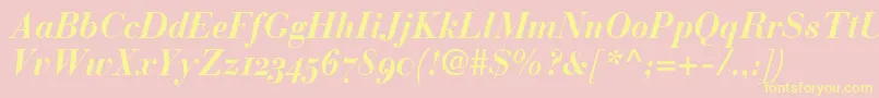 BauerBodoniBoldItalicOldstyleFigures Font – Yellow Fonts on Pink Background