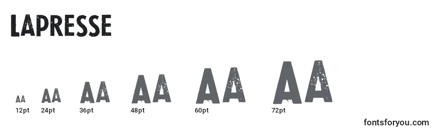 Размеры шрифта Lapresse