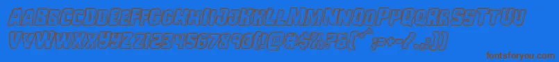 Weitere Informationen zur Monsterhunterengraveital-Schriftart Monsterhunterengraveital-Schriftart – Braune Schriften auf blauem Hintergrund