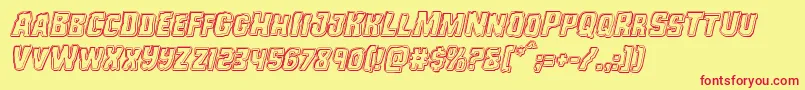 Monsterhunterengraveital Font – Red Fonts on Yellow Background