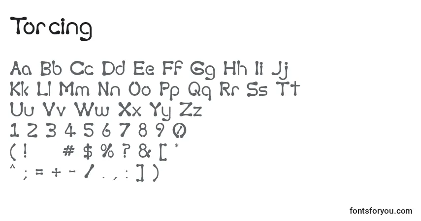 A fonte Torcing – alfabeto, números, caracteres especiais