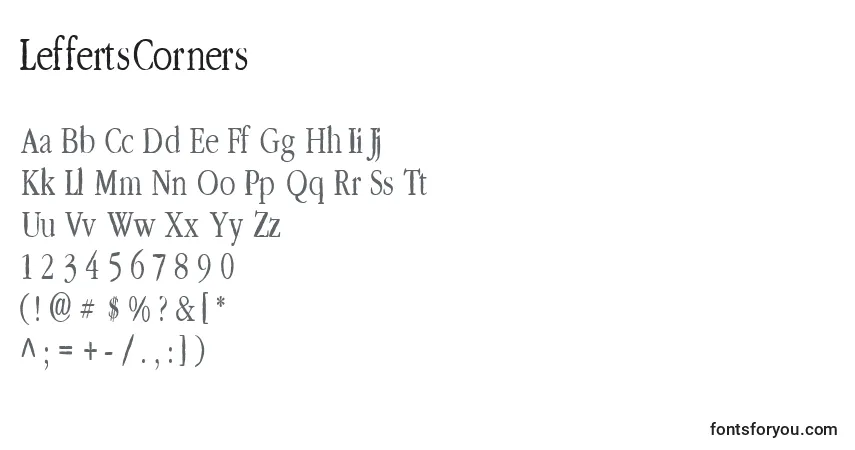 Schriftart LeffertsCorners – Alphabet, Zahlen, spezielle Symbole