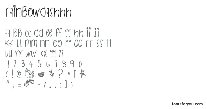 Czcionka Rainbowdashhh – alfabet, cyfry, specjalne znaki