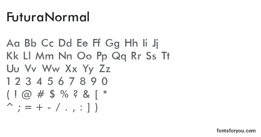 Fuente FuturaNormal - alfabeto, números, caracteres especiales
