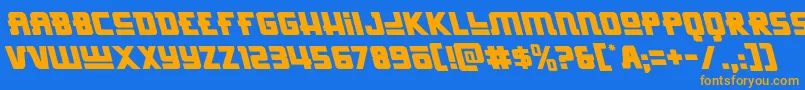 Czcionka Hongkonghustleleft – pomarańczowe czcionki na niebieskim tle