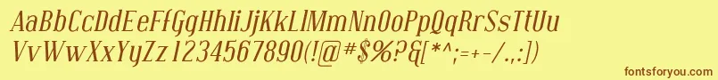 フォントCoving02 – 茶色の文字が黄色の背景にあります。