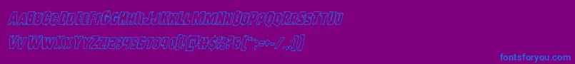 フォントLeatherfaceoutital – 紫色の背景に青い文字