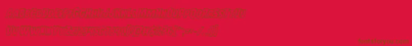 Leatherfaceoutital-Schriftart – Braune Schriften auf rotem Hintergrund